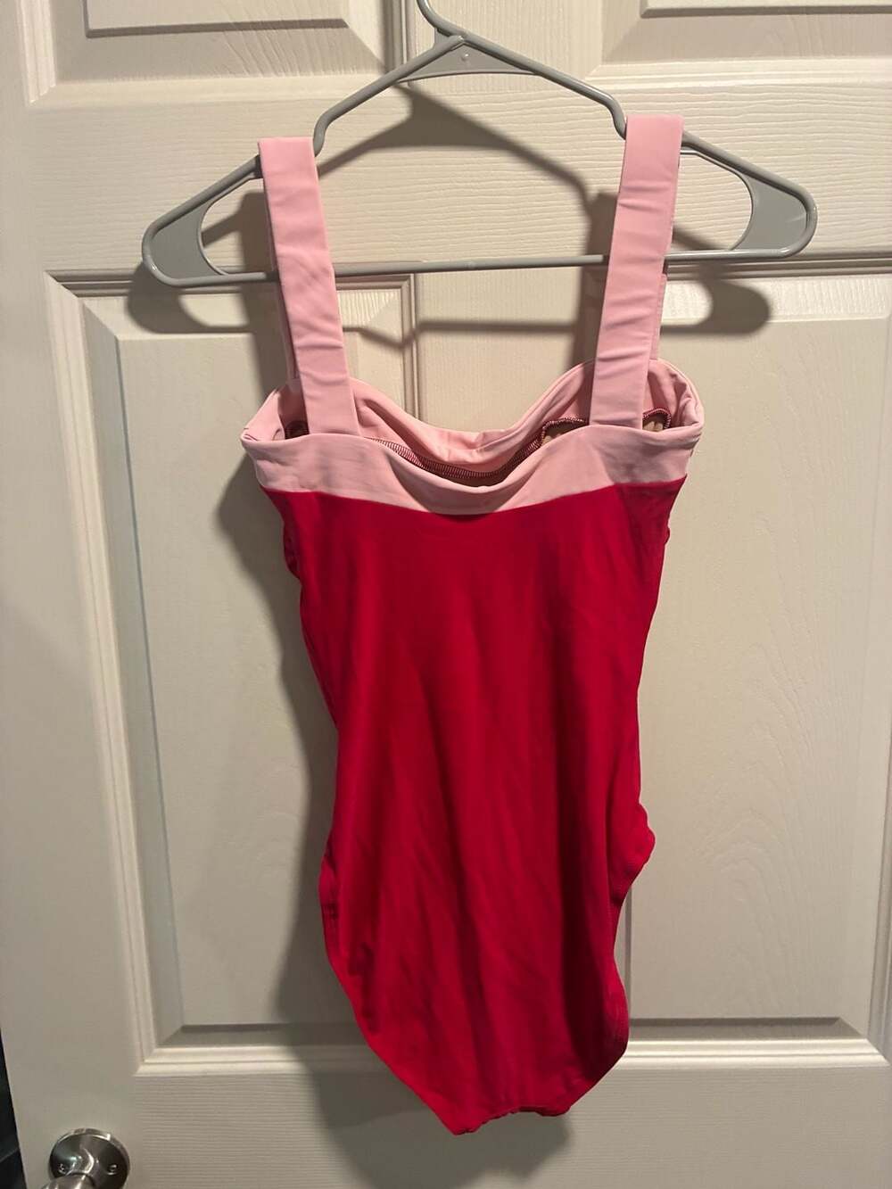 Lisa Curran Swim Red and Pink Color Block One-Piece Swimsuit